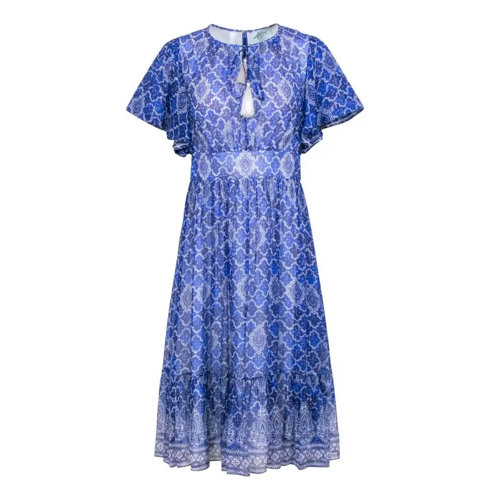 Kate Spade - Blue & Cream Print Dress the “Maddison Ave. Collection” Sz 2